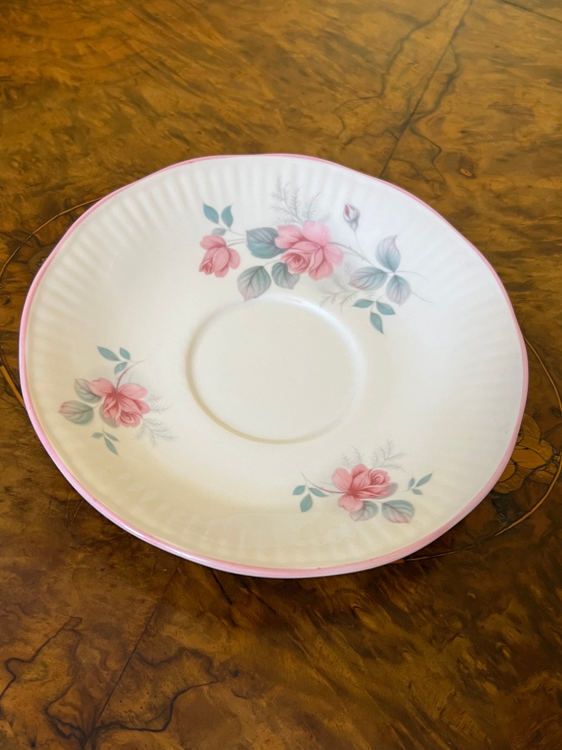 Elizabethan Staffordshire Pink Rose Saucer 