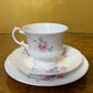 Elizabethan Staffordshire Pink Rose Tea Cup Trio 