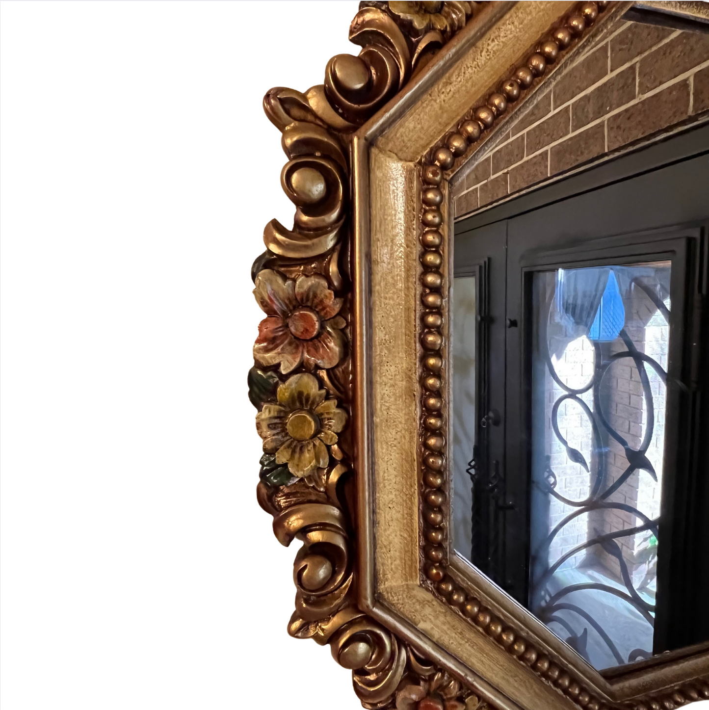 Floral Painted Octagon Mirror