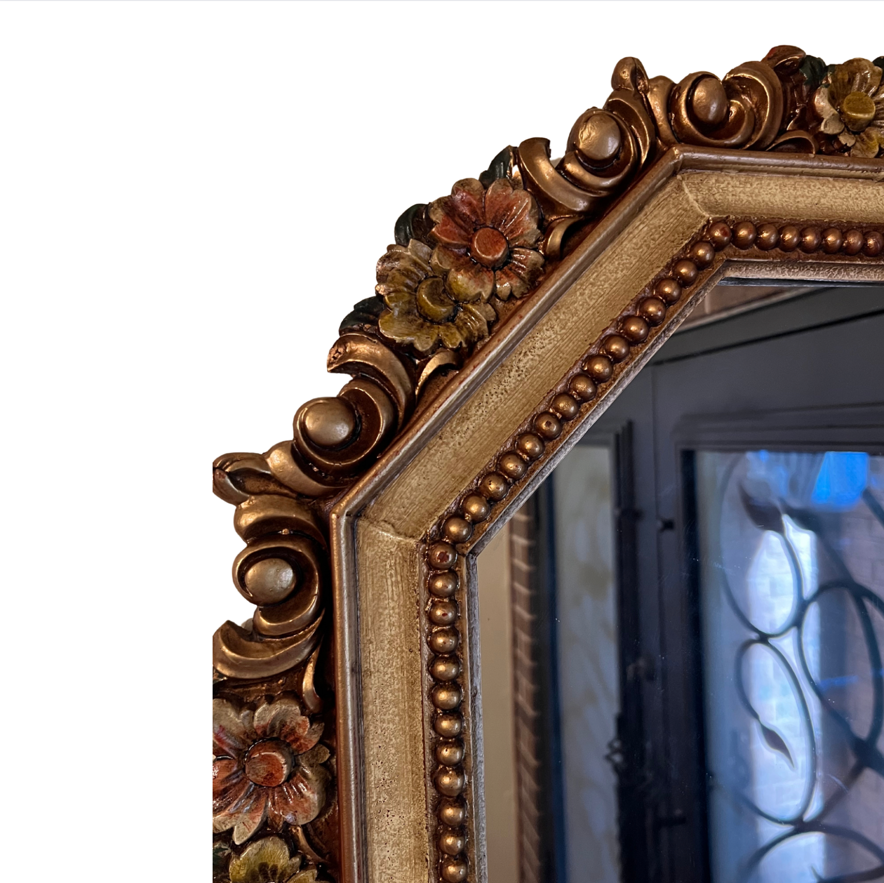 Floral Painted Octagonal Mirror
