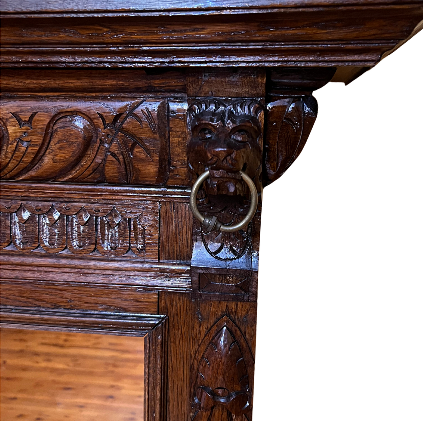 French 19th Century Detail Carved Oak Mirror