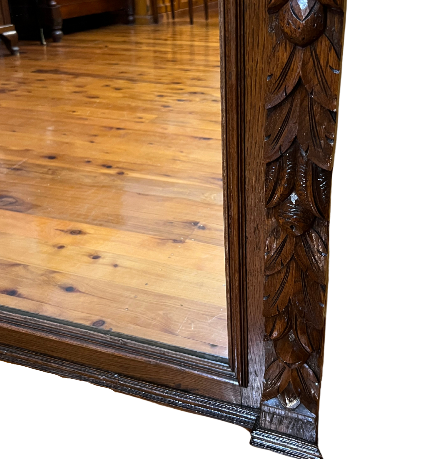 French 19th Century Lions Heads Oak Mirror
