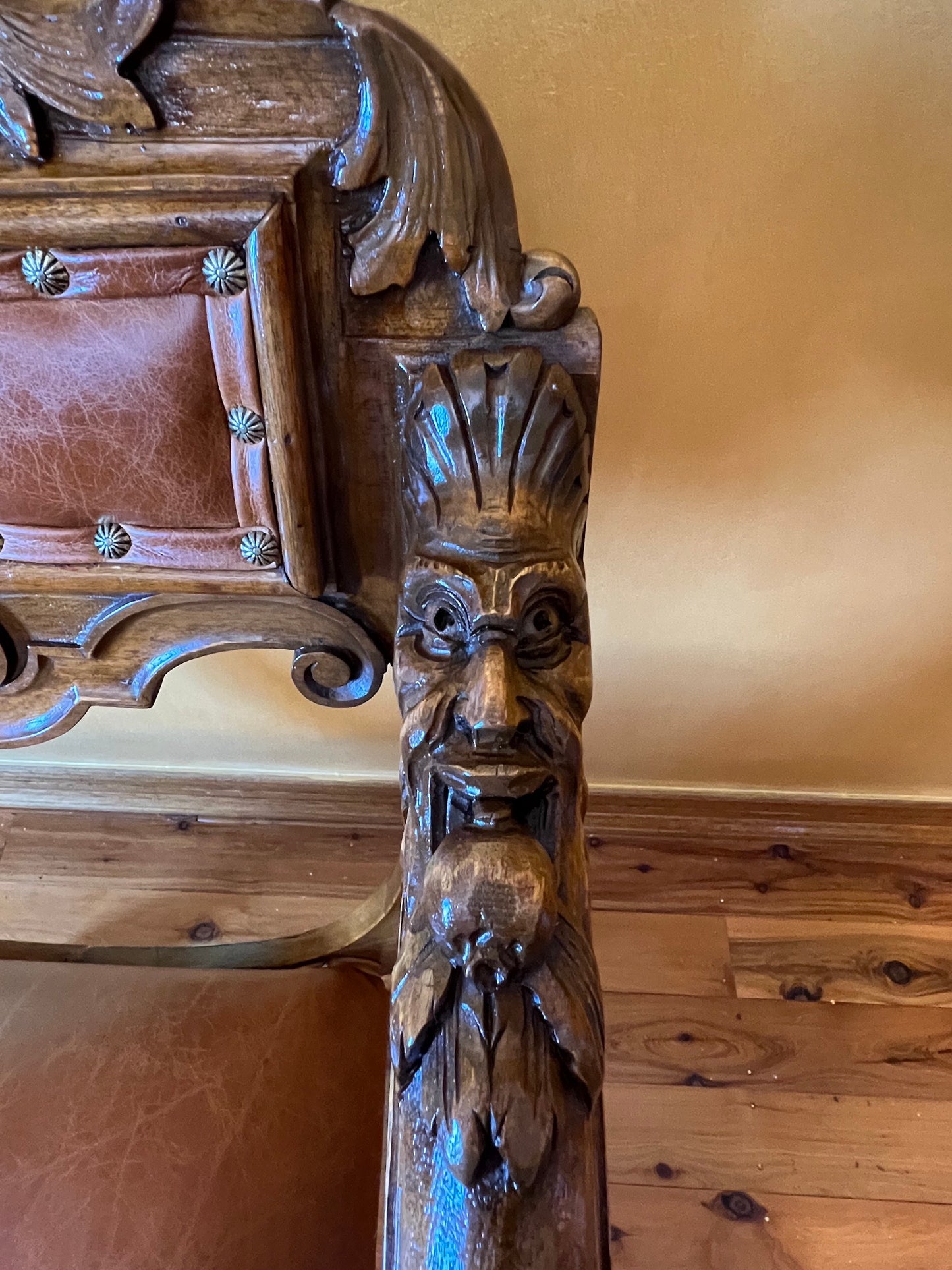 French Leather & Oak Dragon Armchair