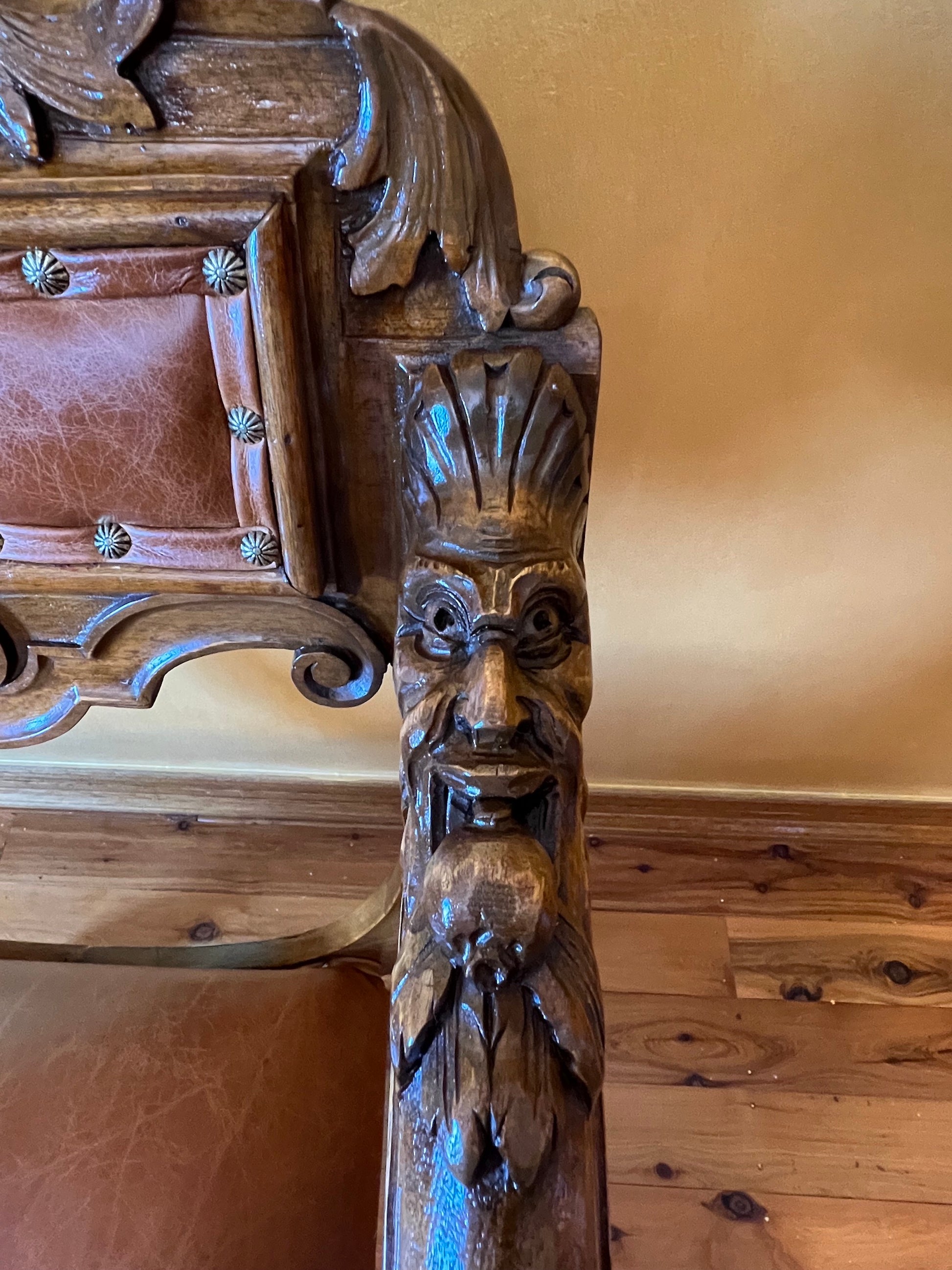 French Leather & Oak Dragon Armchair