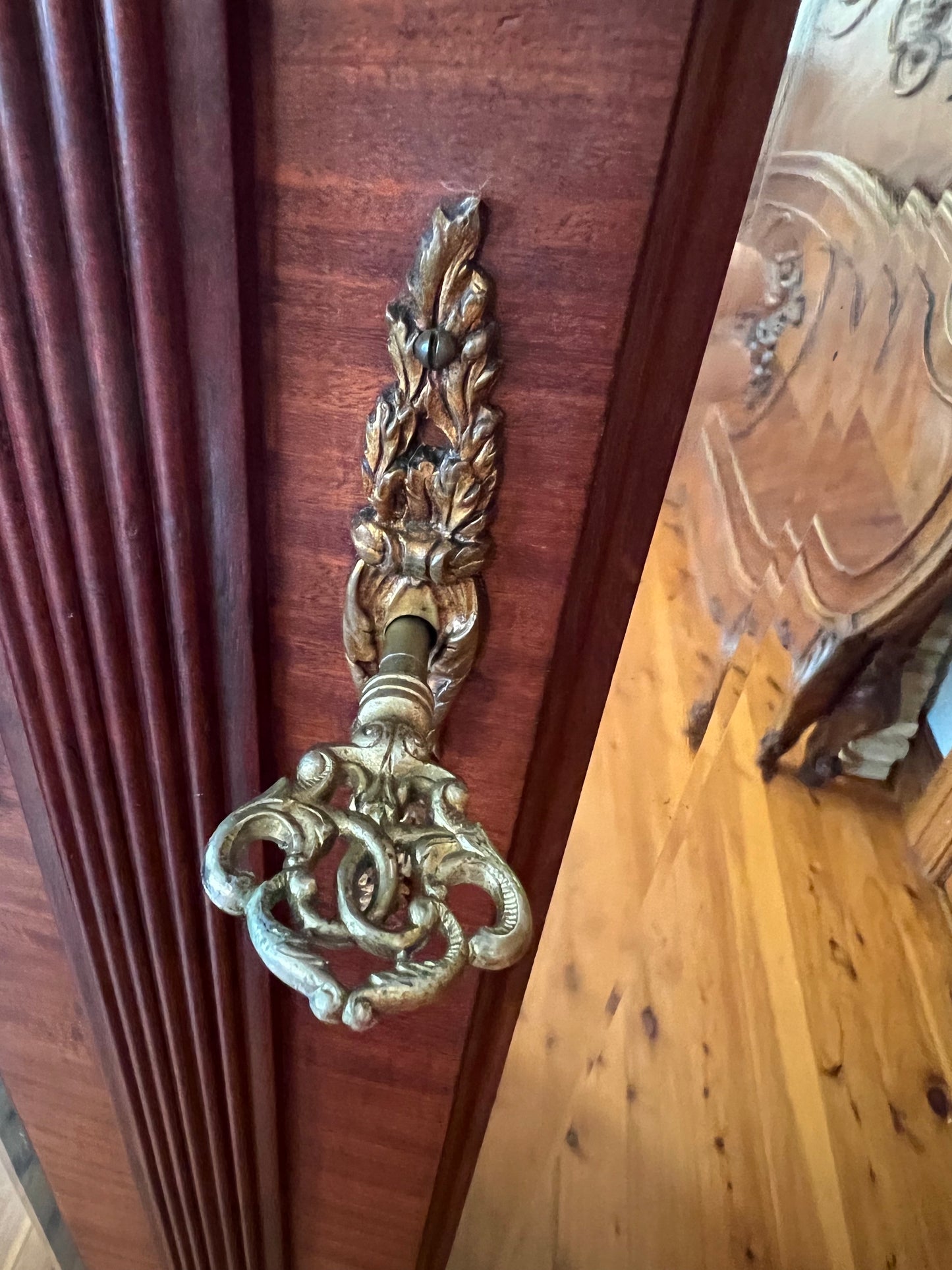 French Walnut Two Mirror Draw Armoire Antique 