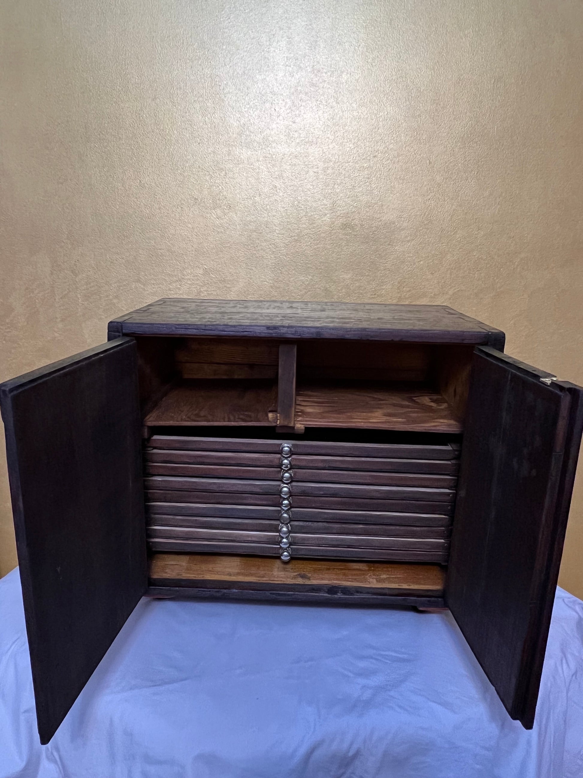 Fruitwood Two Door Small Document Compartment Cupboard