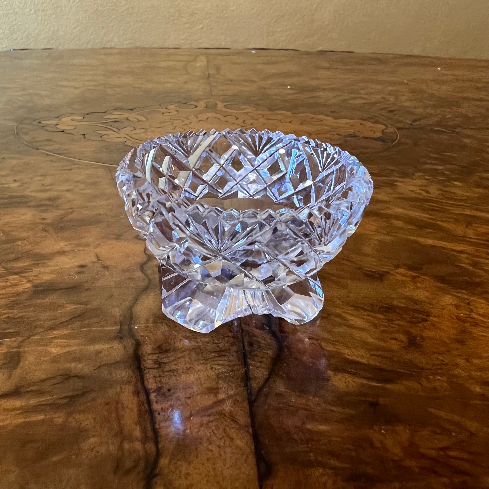Glass Cut Open Salt Bowl
