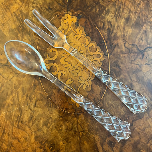 Glass Salad Serving Spoon & Fork Utensils 