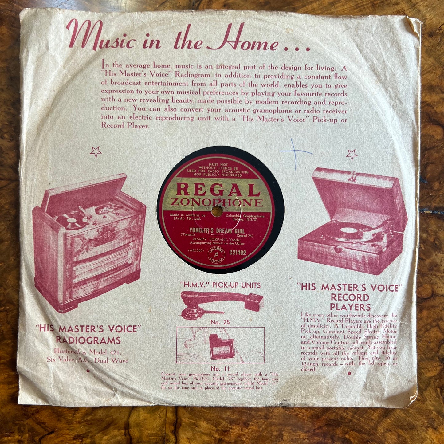 Harry Torrani Yodel All Day/ Yodelers Dream Girl Record