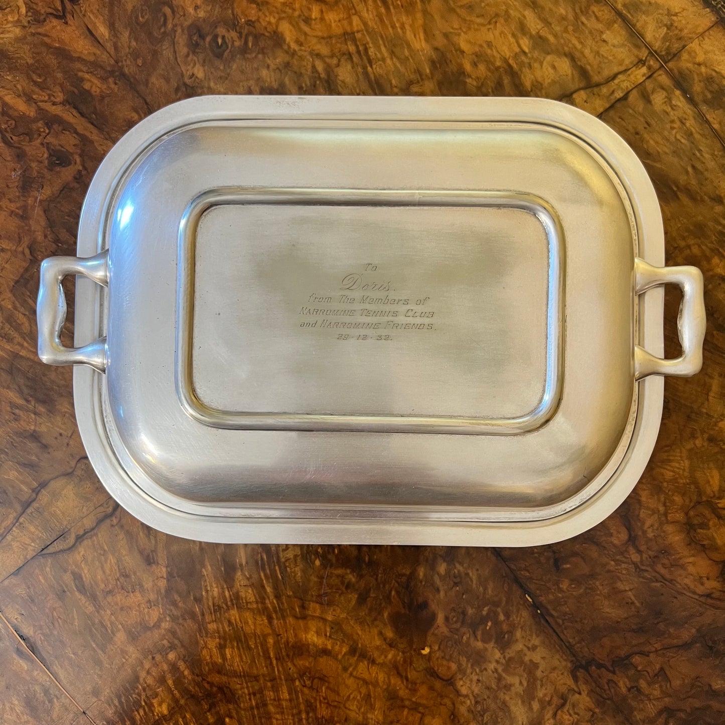 Hechworth Engraved Silver Plated Serving Tray 