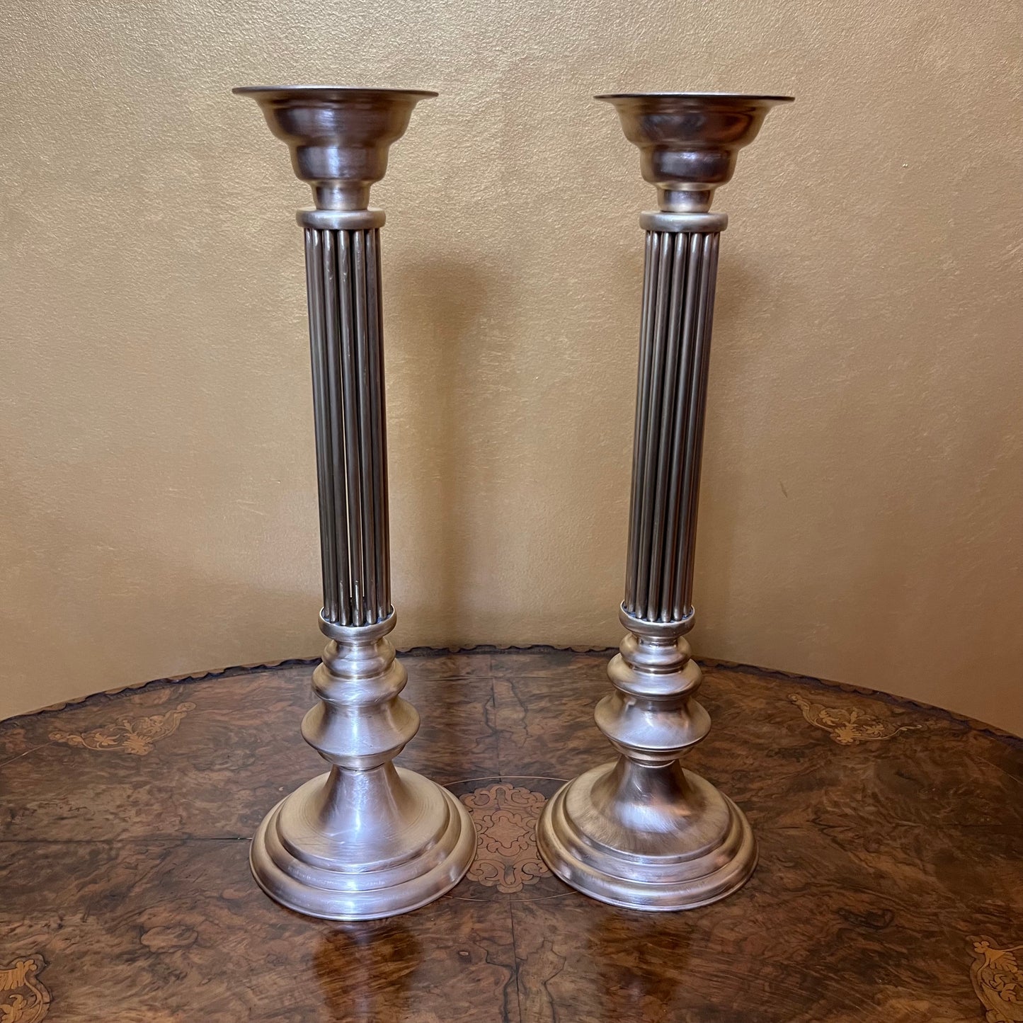 Vintage Brass Tall Candle Stick Holders Pair