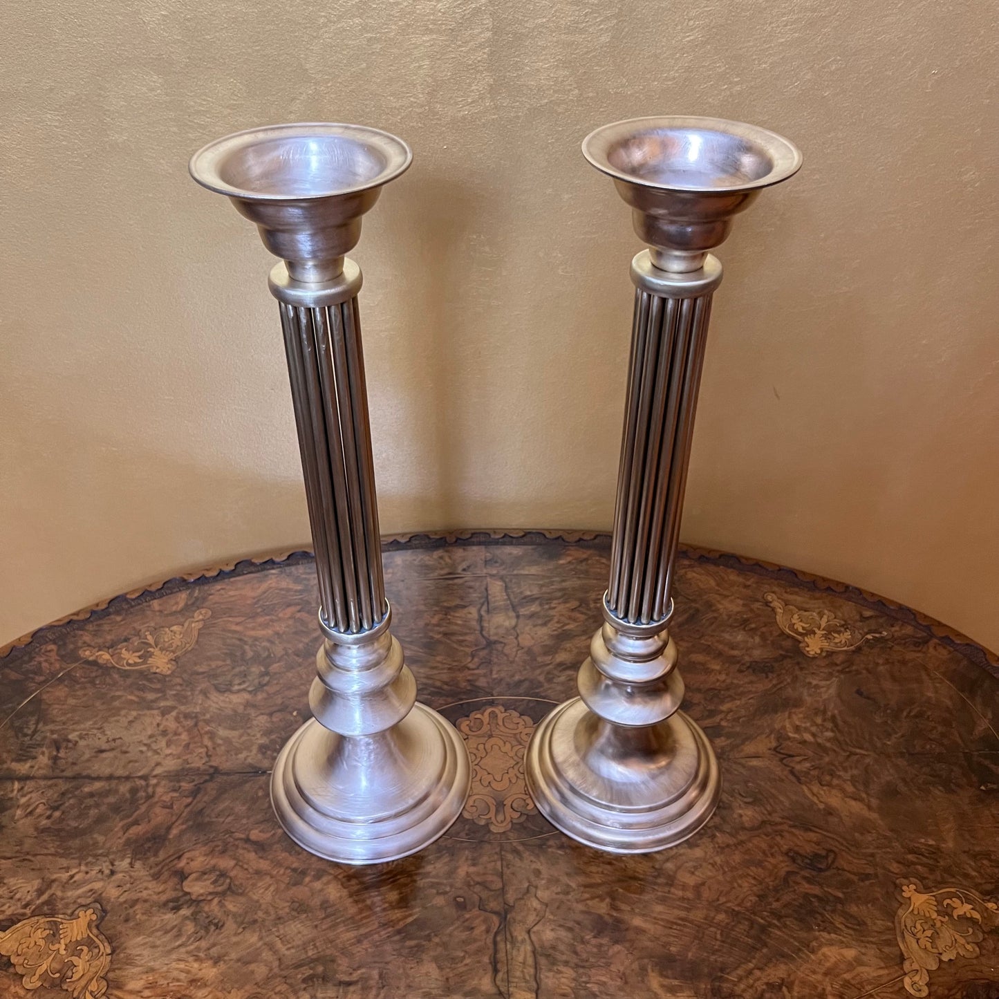 Vintage Brass Tall Candle Stick Holders Pair