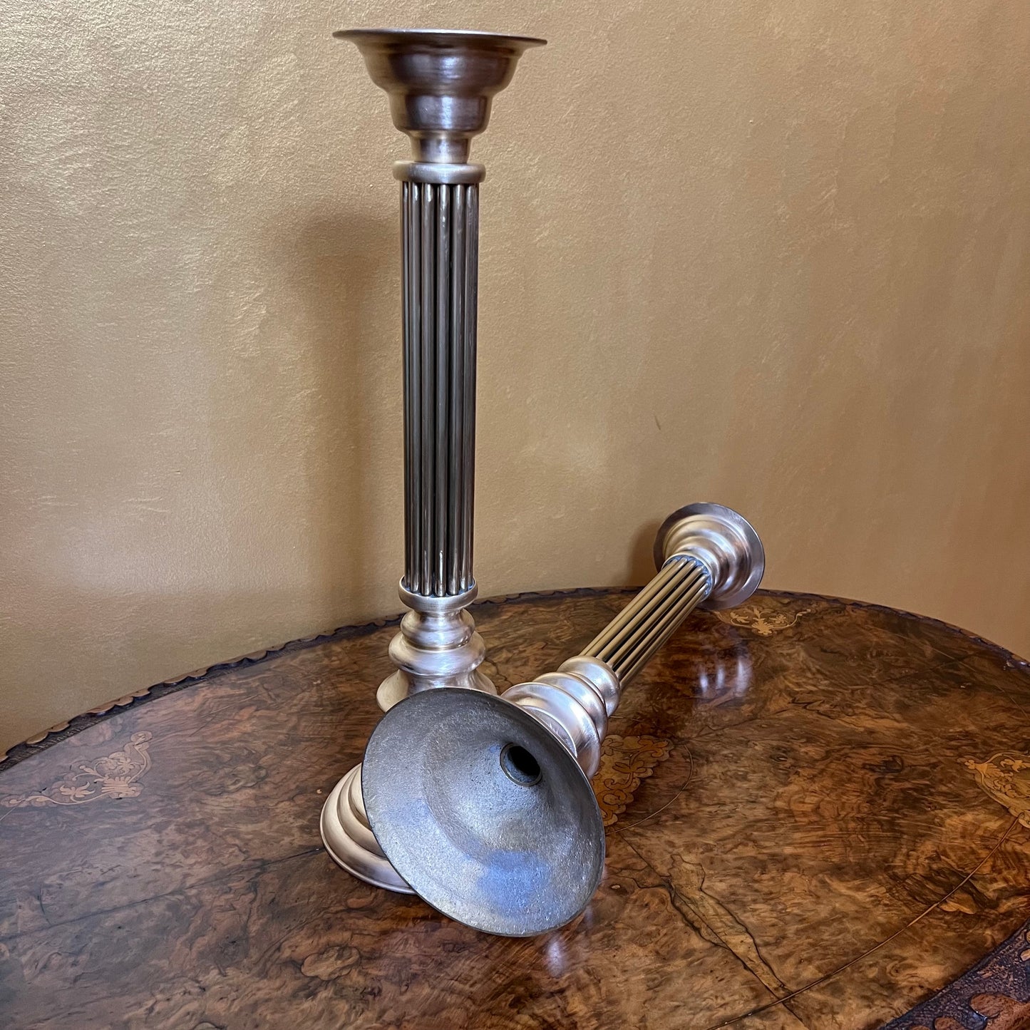 Vintage Brass Tall Candle Stick Holders Pair