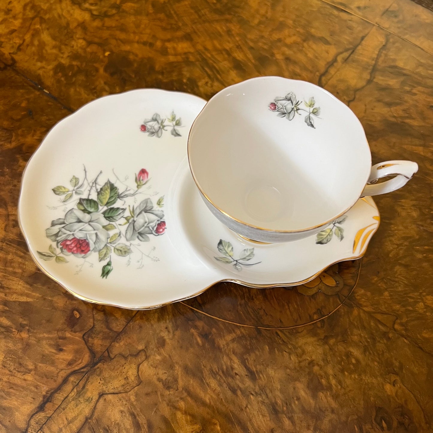 Royal Standard Grey Floral Tea Cup Tennis Set