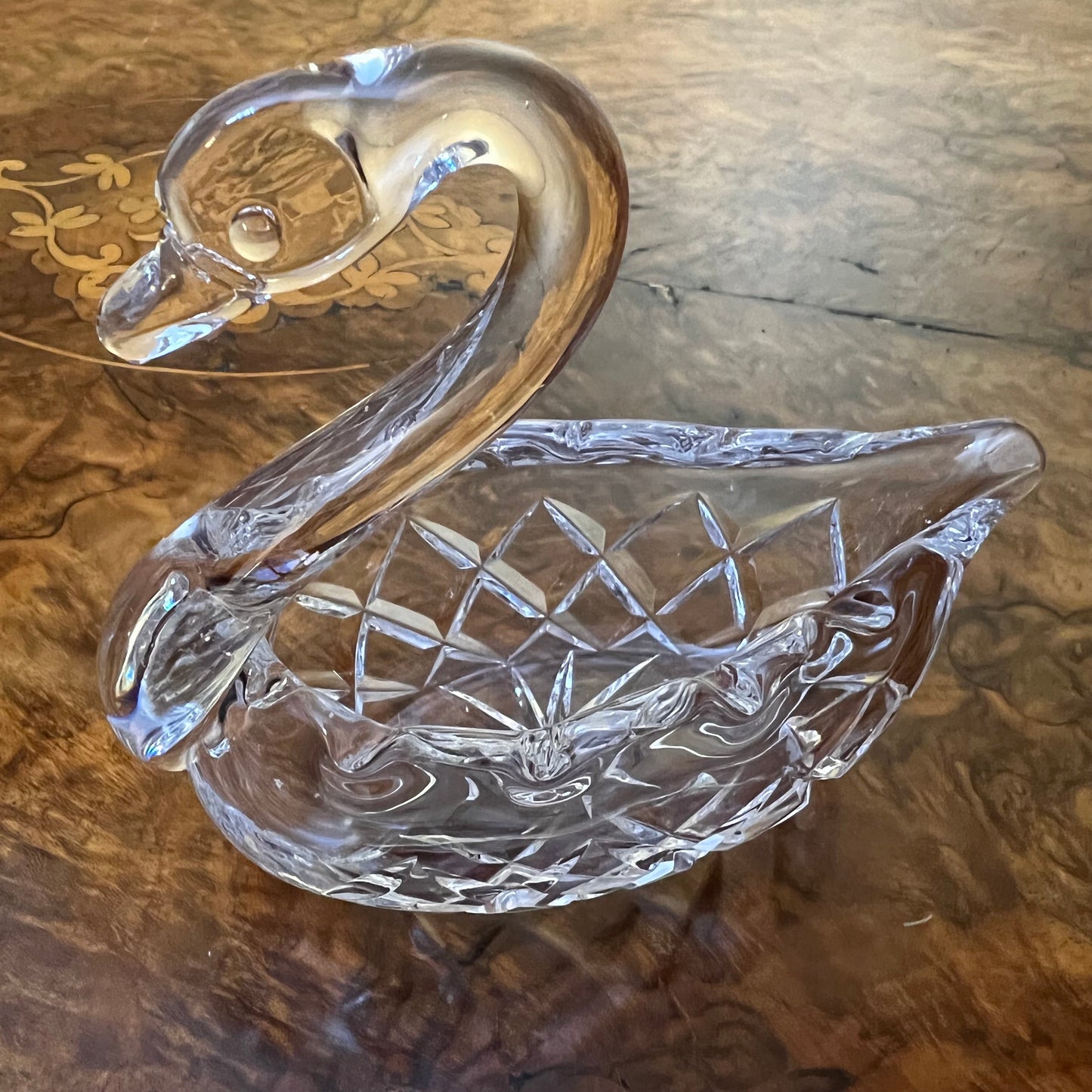 Vintage Crystal Swan Small Bowl Ornament