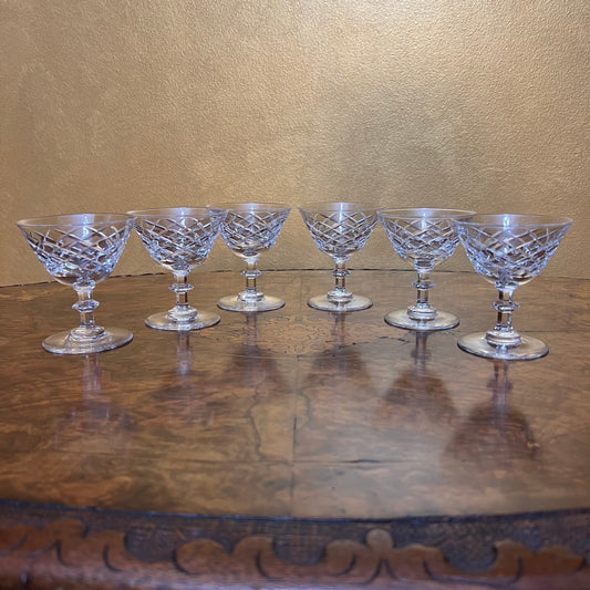 Vintage Crystal Small Coupe Glasses Set Of Six