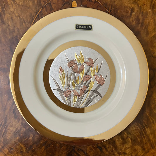 Chokin Art 24Kt Gold Iris Print Plate