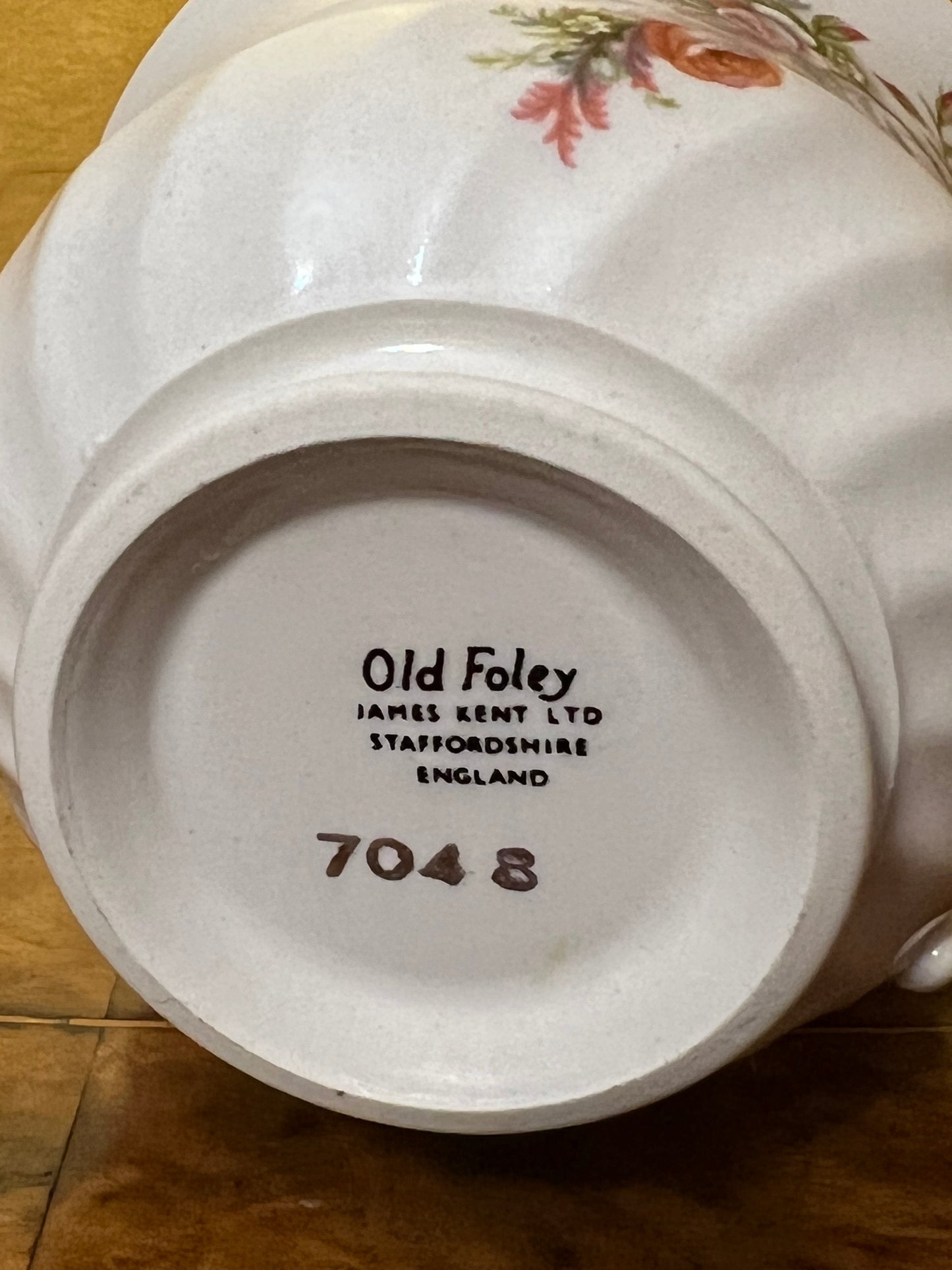 Old Foley James Kent Staffordshire Rose Print Tea Cup Trio Set