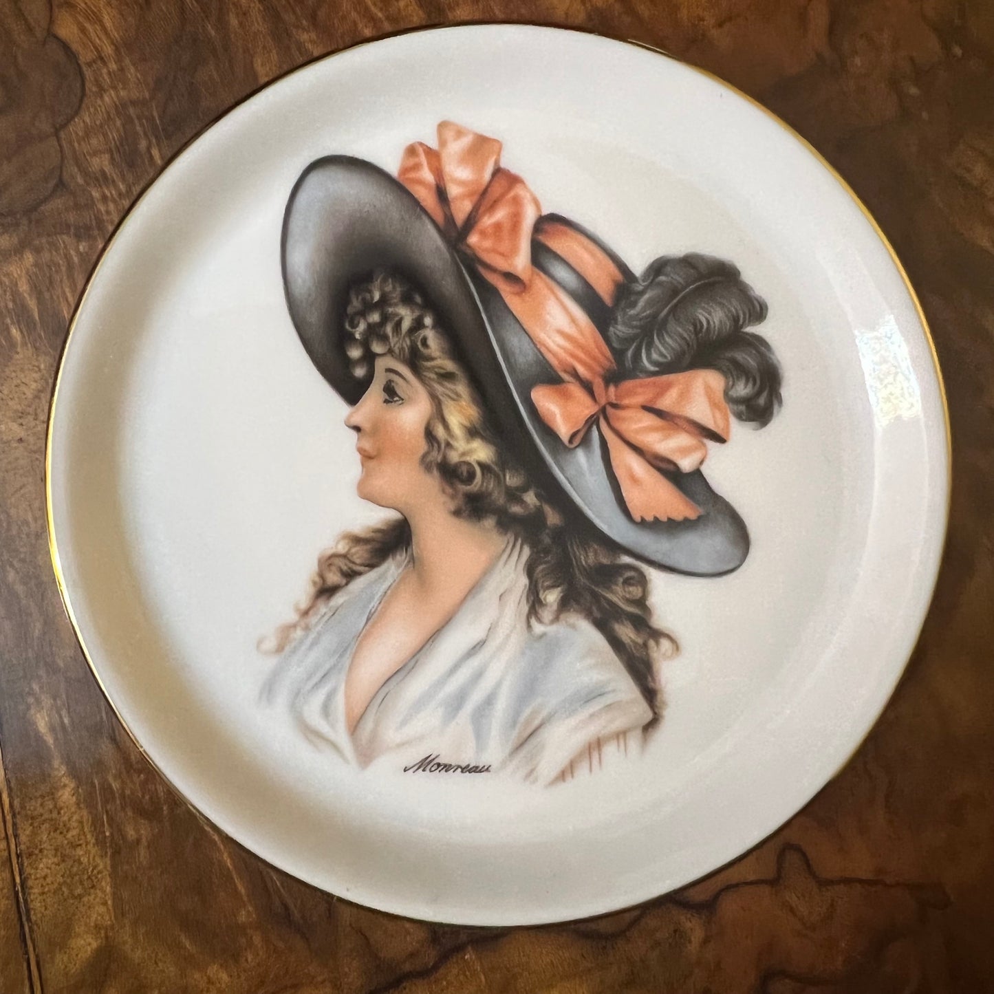 Vintage Bayreuth Lady Portrait Print Small Dish Plate