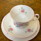 Elizabethan Staffordshire Pink Rose Tea Cup Trio Set