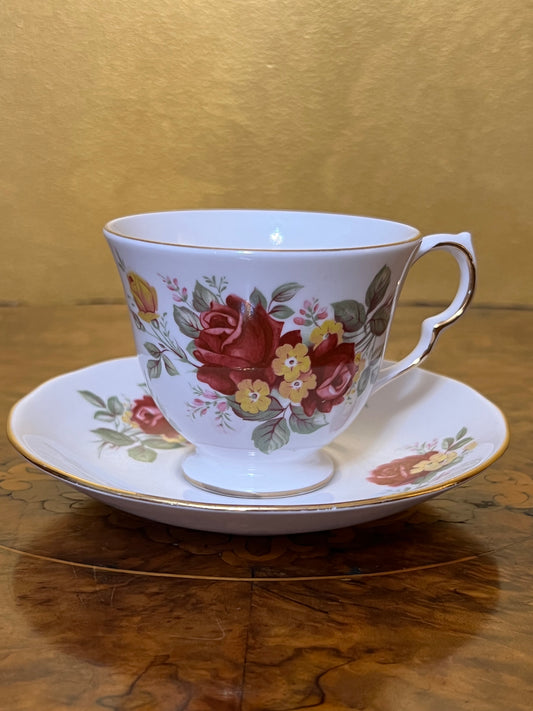 Vintage Royal Vale Crimson Rose Tea Cup & Saucer