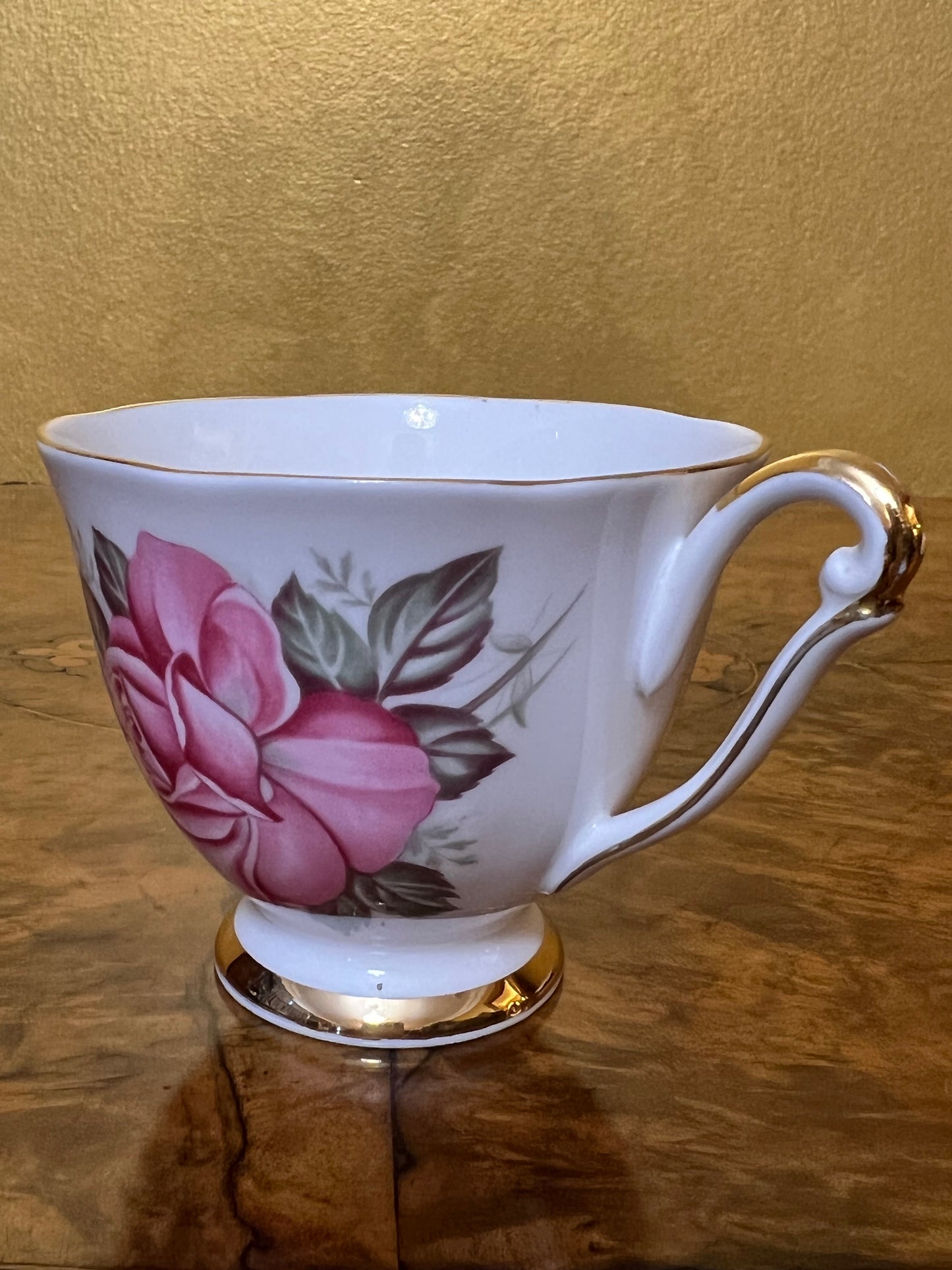 Vintage Queen Anne Rose Tea Cup Trio Set