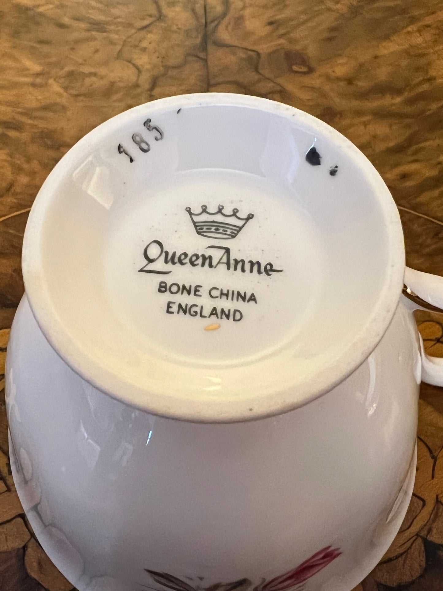 Vintage Queen Anne Rose Tea Cup Trio Set