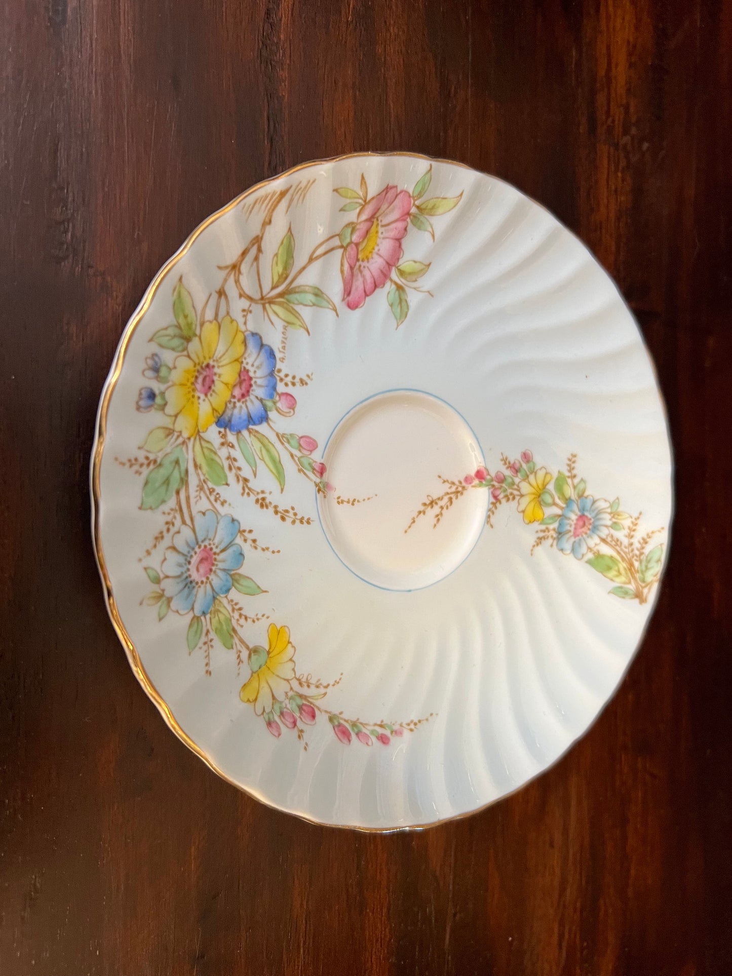 Vintage EB Foley Blue Floral Saucer Replacement