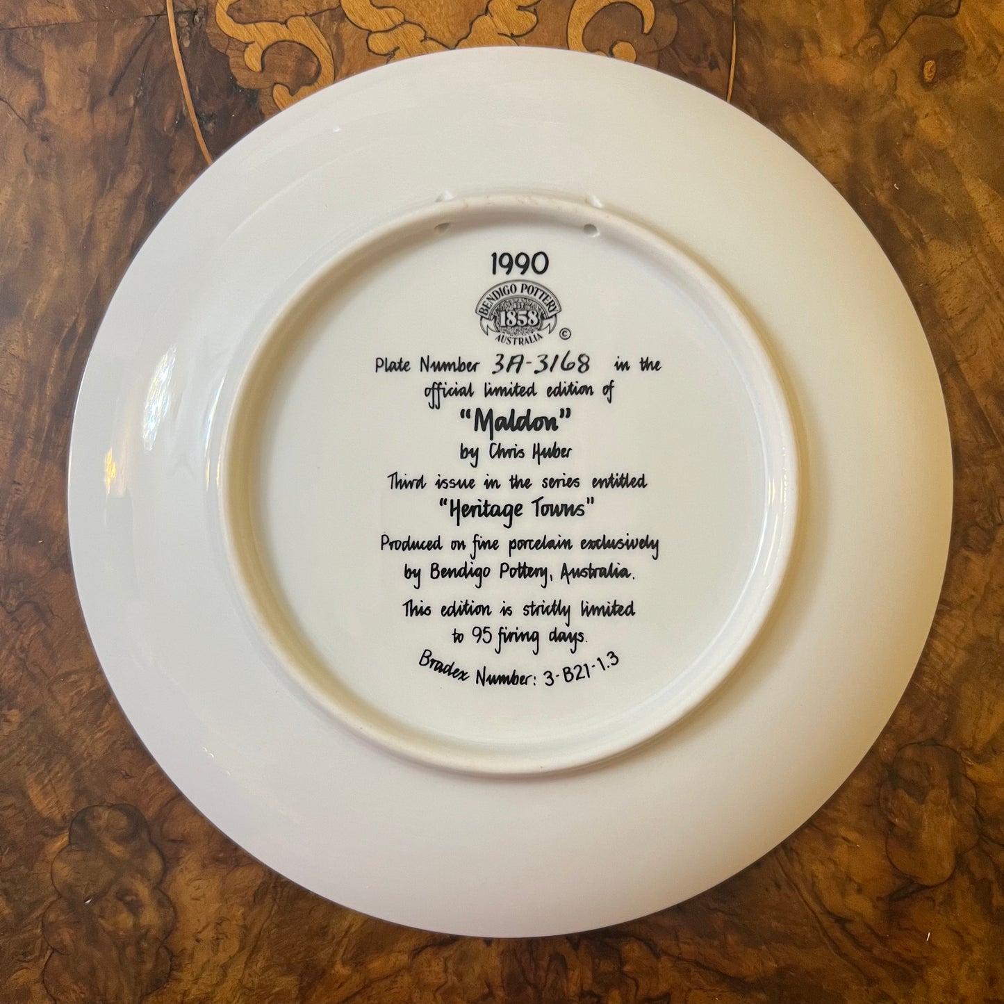 Bendigo Pottery Heritage Town Maldon Collectors Plate