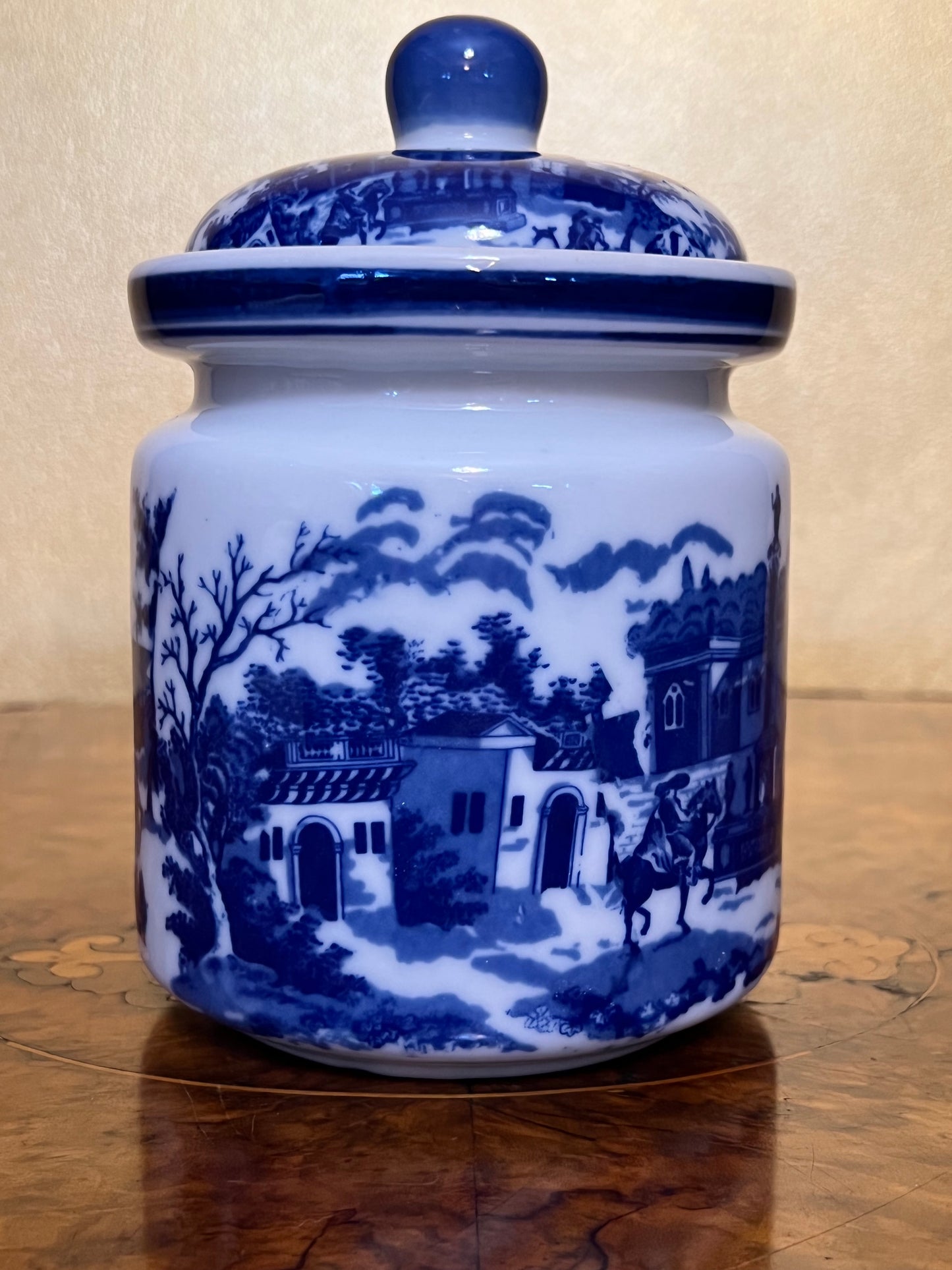 Vintage Victoria Ironstone Blue Print Jar