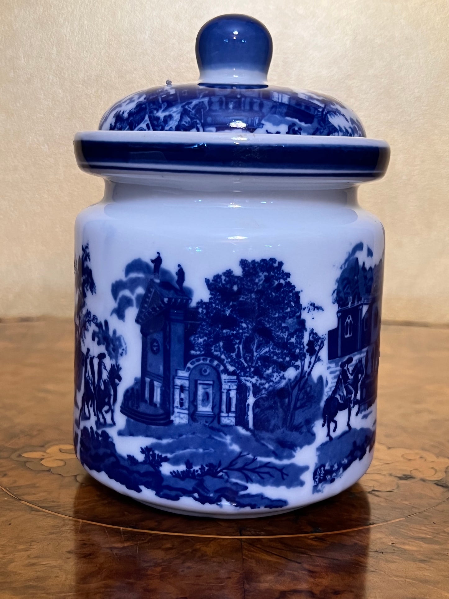 Vintage Victoria Ironstone Blue Print Jar