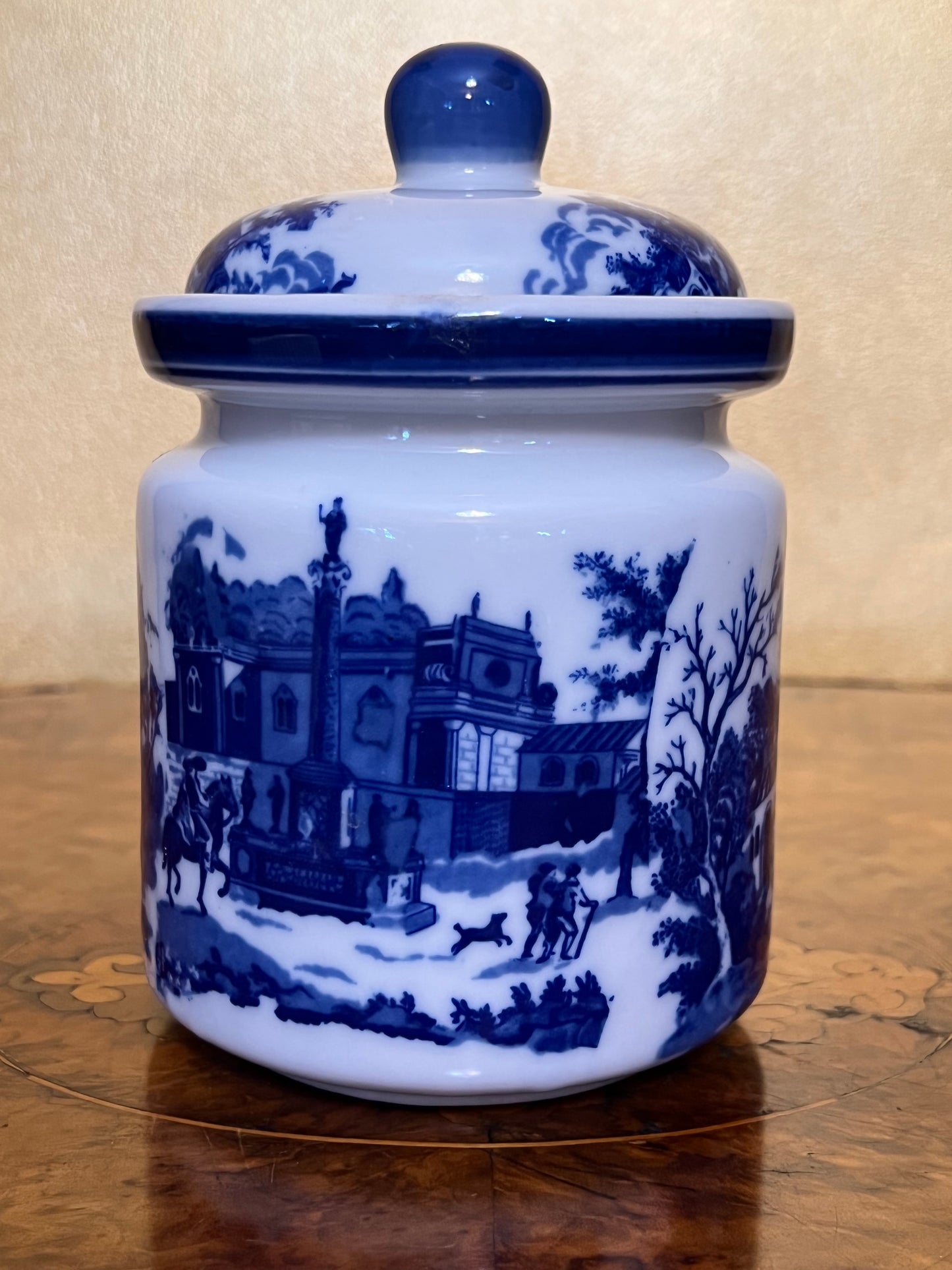 Vintage Victoria Ironstone Blue Print Jar