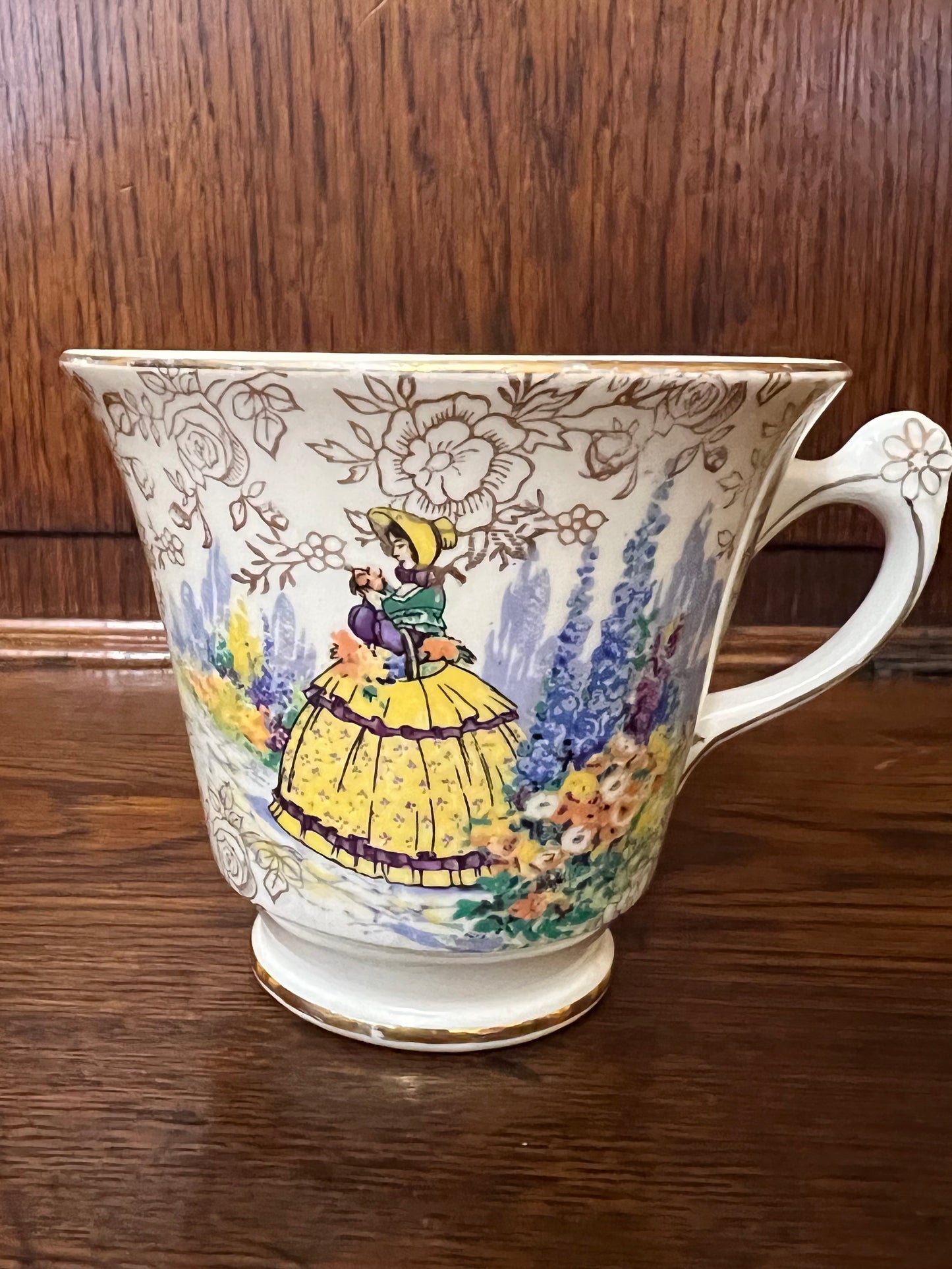 Vintage James Kent Longton, Crinoline Lady Tea Cup & Saucer