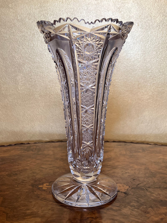 Vintage Crystal Cut Elegant Design Tall Vase