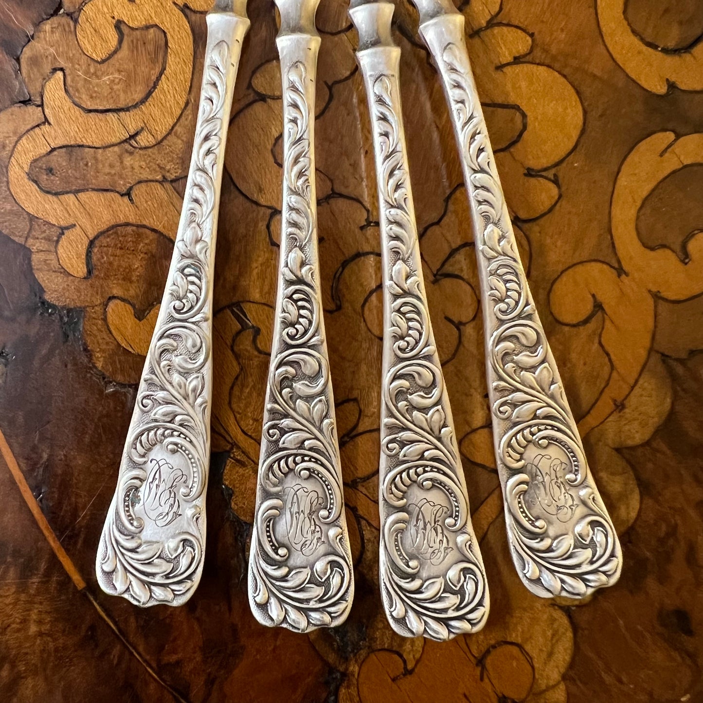 Rogers & Hamilton 1889 Silver Plated Pickle Fork Set Of 4