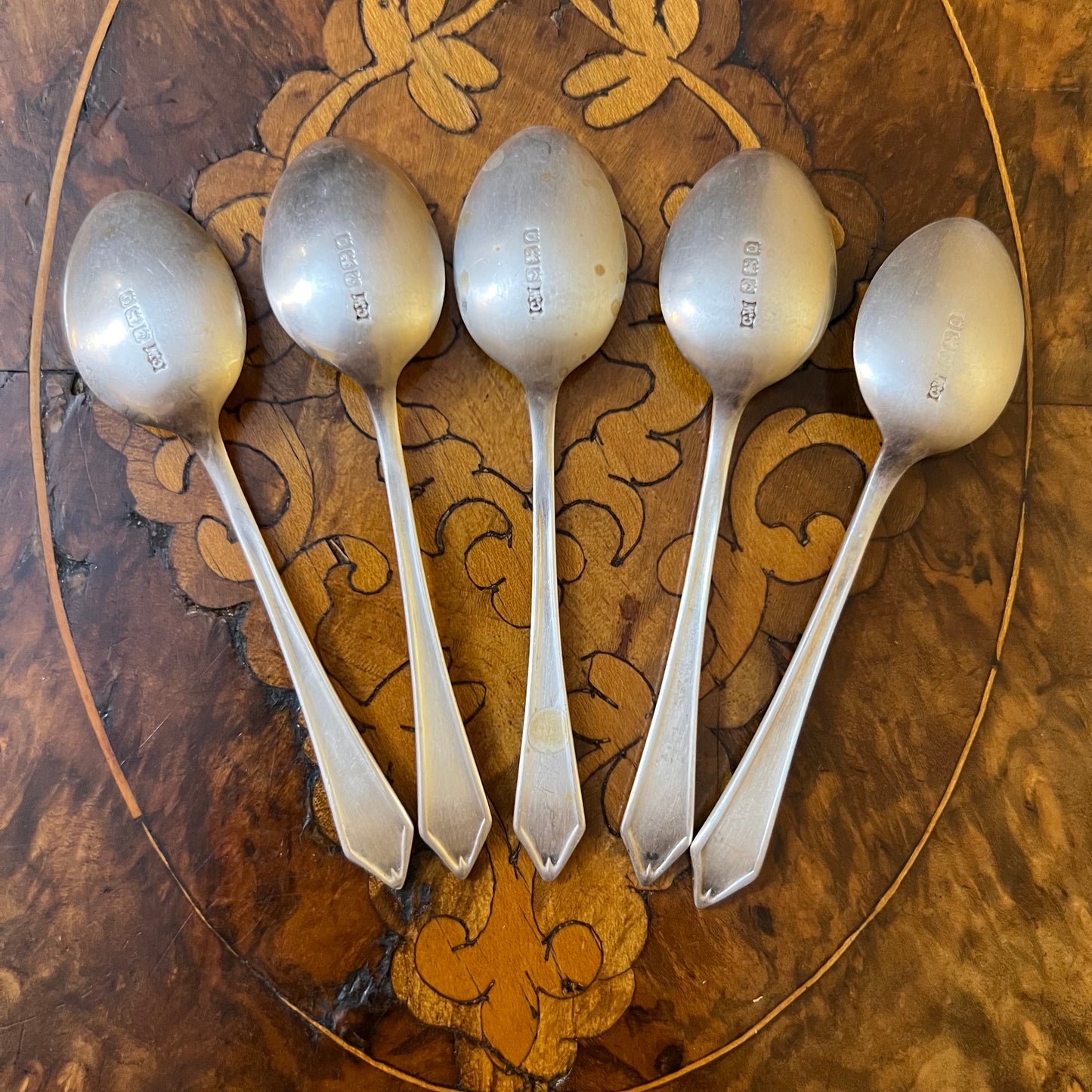 Vintage Charles Wilkes Birmingham Sterling Silver Spoons Set Of 5