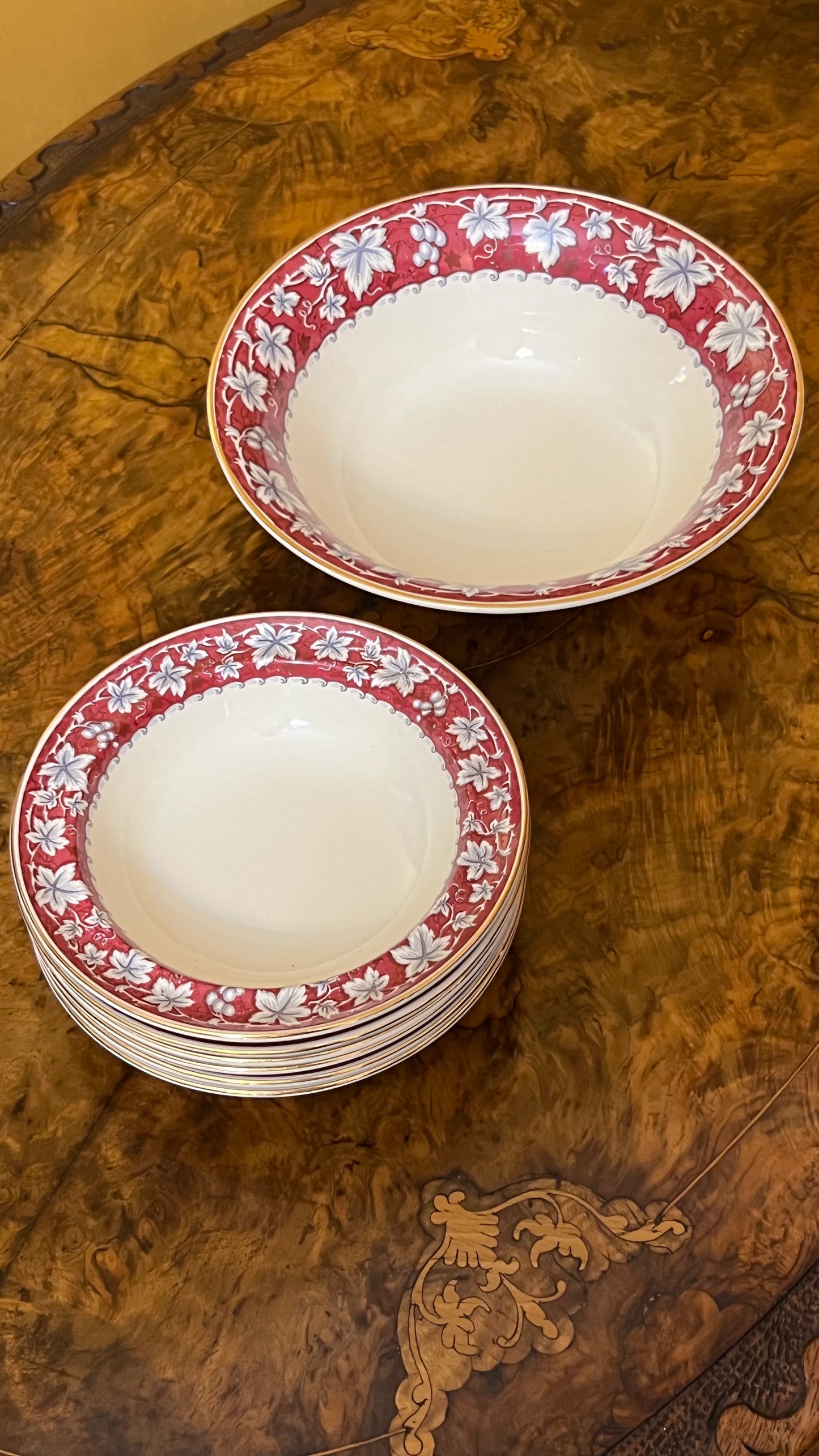 Vintage Burgess & Leigh Burslem Leaf Print Bowl Set