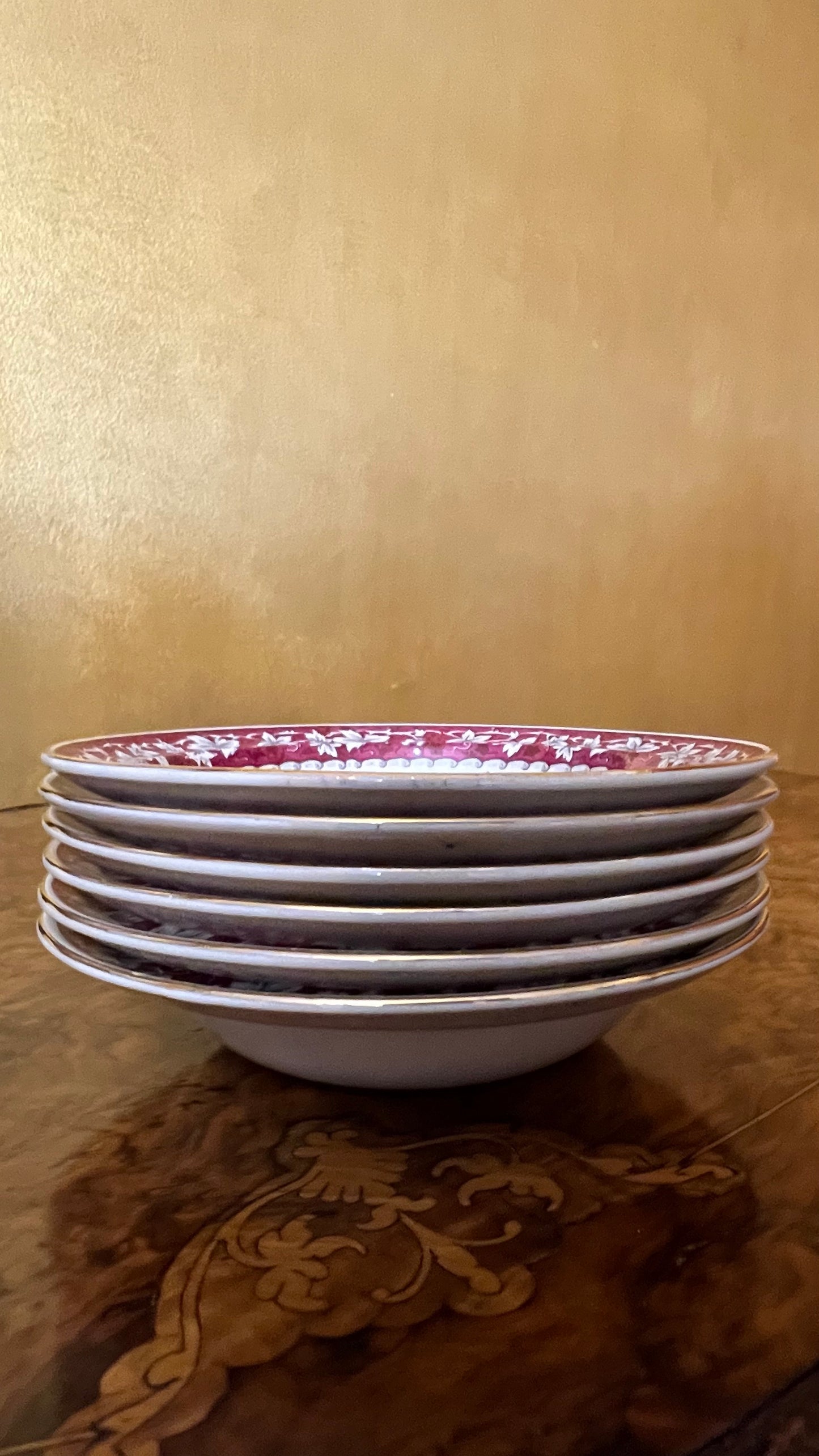 Vintage Burgess & Leigh Burslem Leaf Print Bowl Set