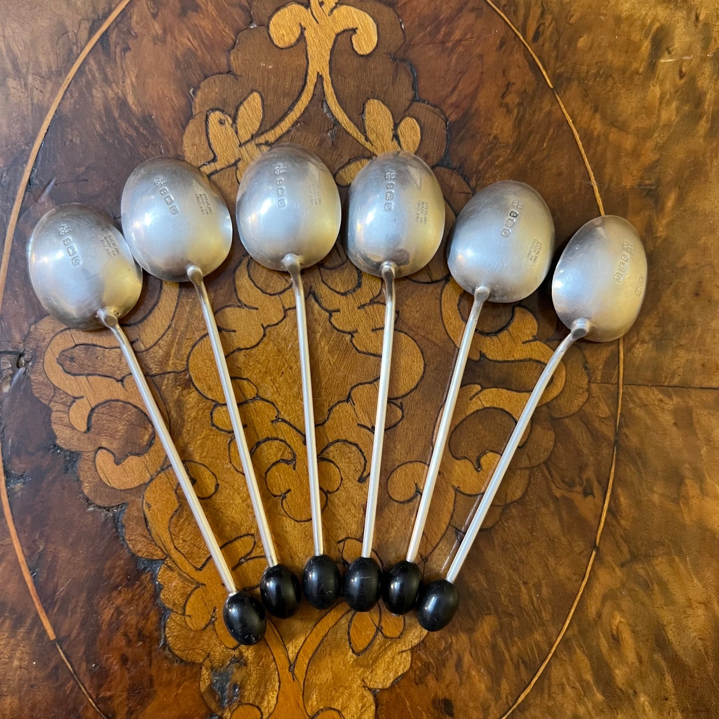 Vintage Birmingham Sterling Silver Coffee Spoons Set