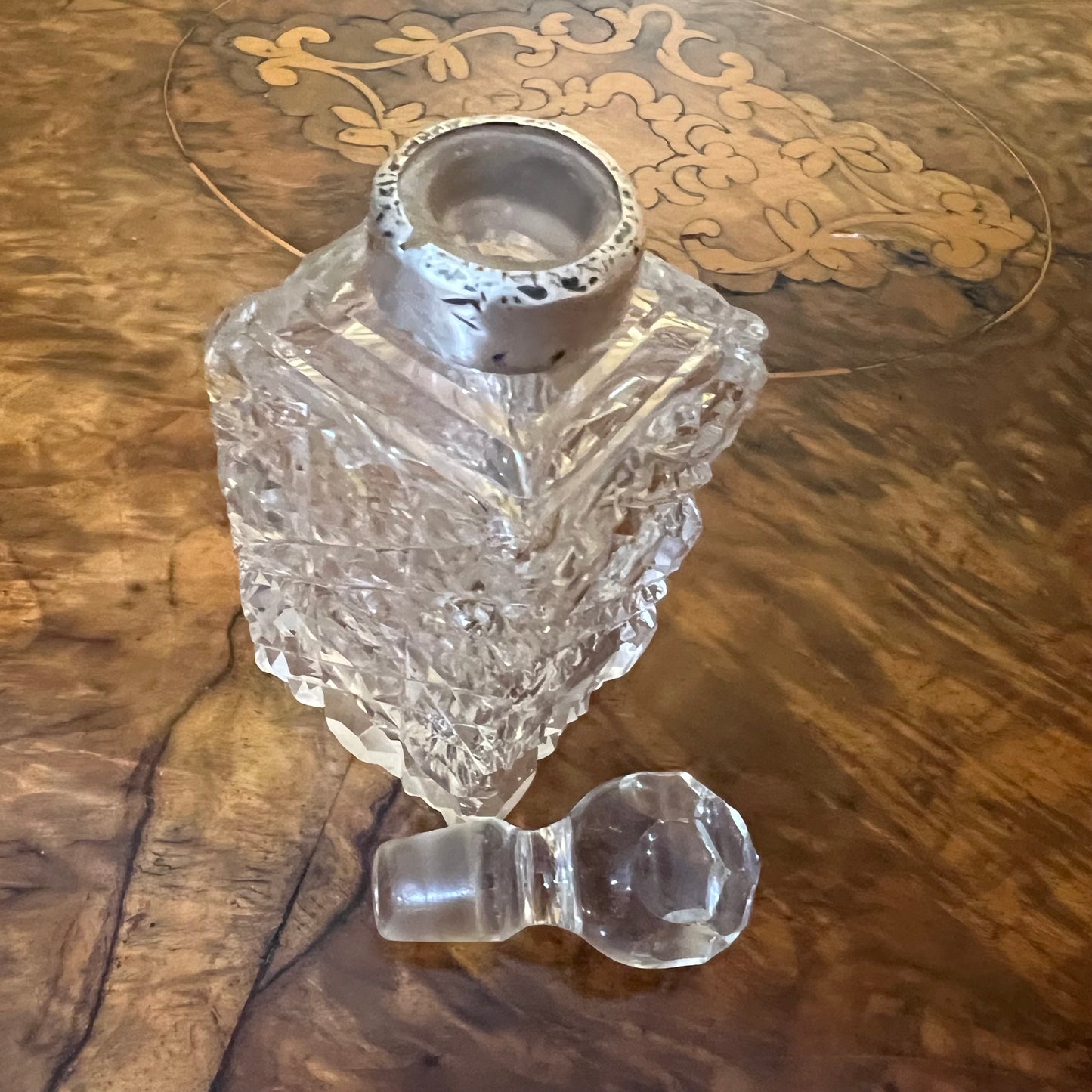 Antique 1904 Perfume Decanter W Sterling Silver Trim