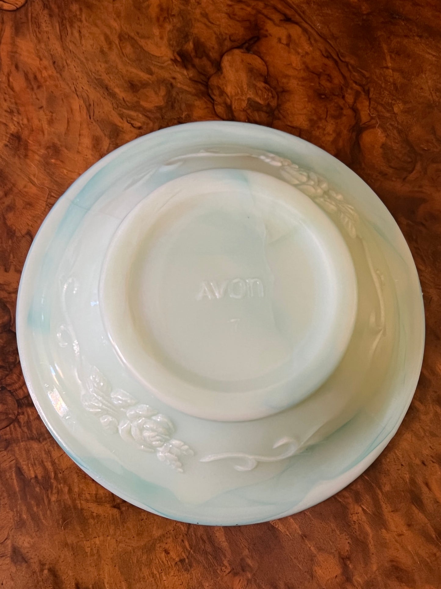Vintage Avon Aqua Fostoria Glass Pitcher and Bowl