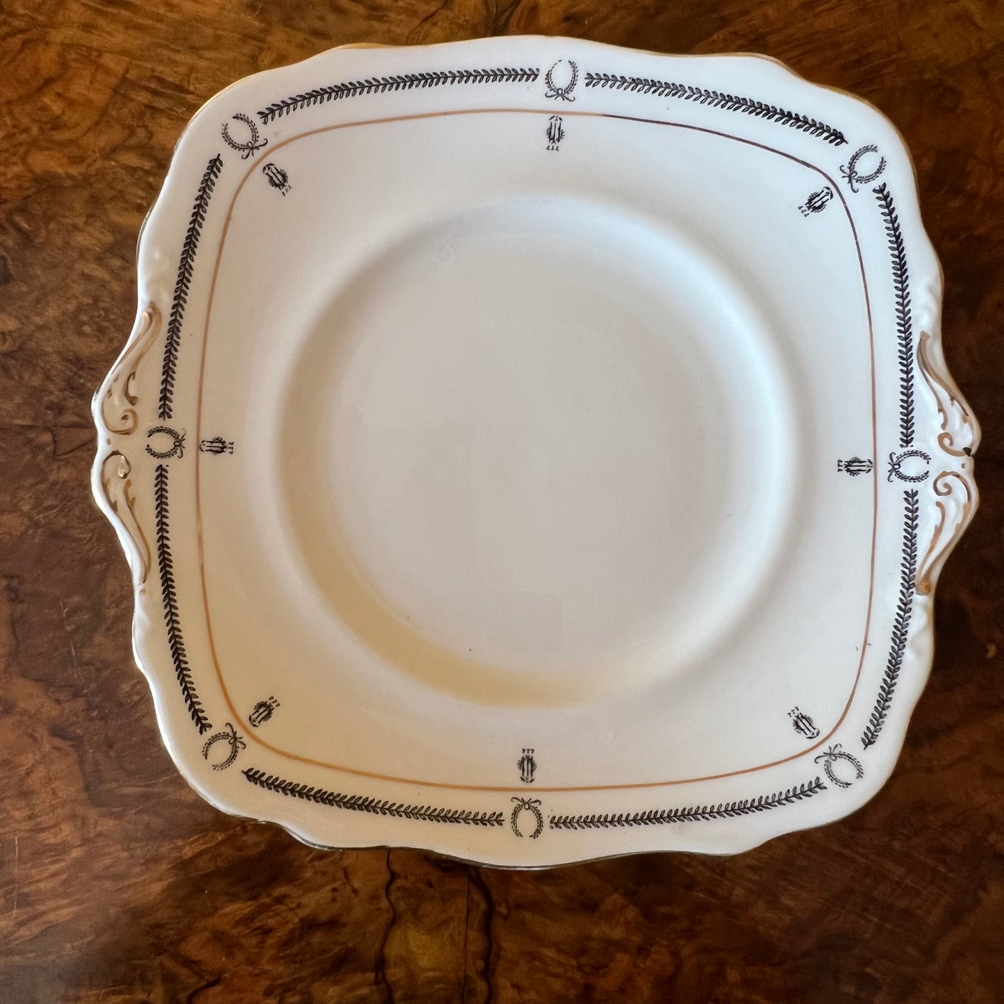 Vintage Paragon Black & White Print Cake Plate