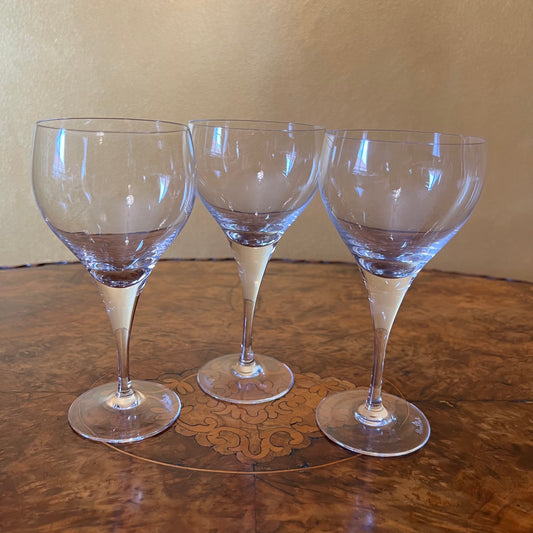 Rosenthal Crystal Lotus Plain Wine Glasses Set Of Three