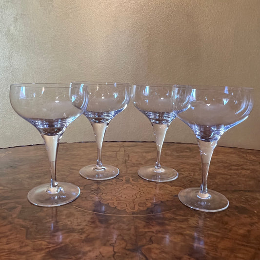 Rosenthal Crystal Lotus Plain Champagne Coupe Glasses Set Of Four