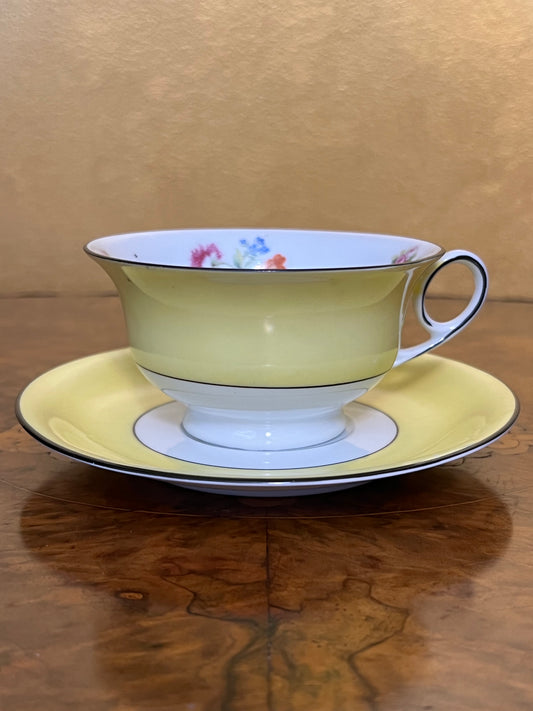 Vintage MZ Altrohlau Yellow Floral Tea Cup Set