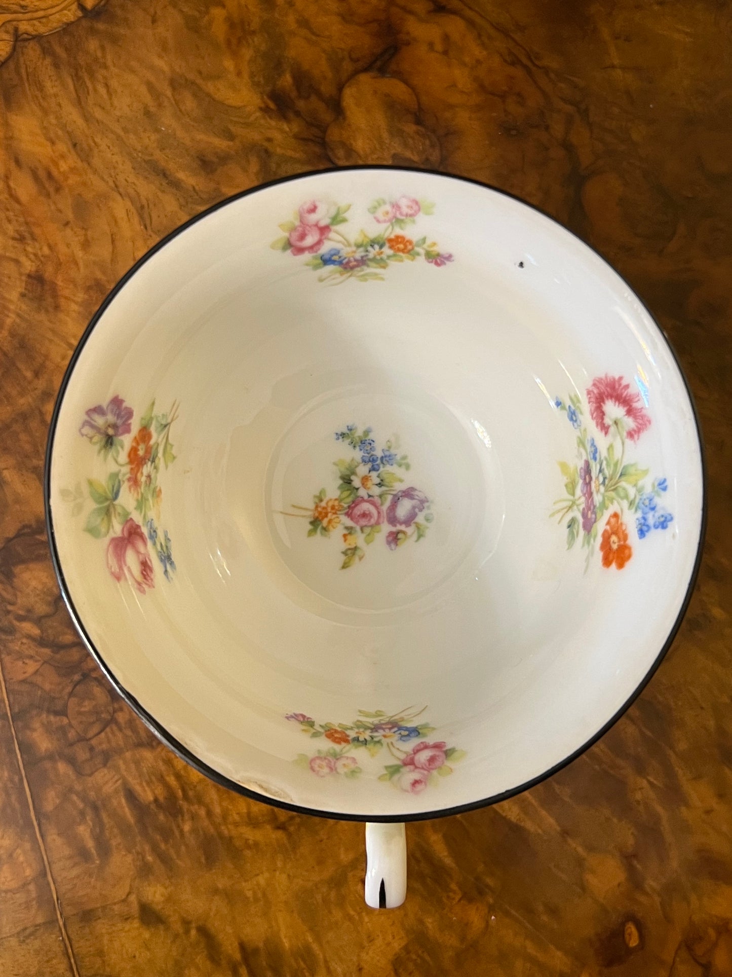 Vintage MZ Altrohlau Yellow Floral Tea Cup Trio Set