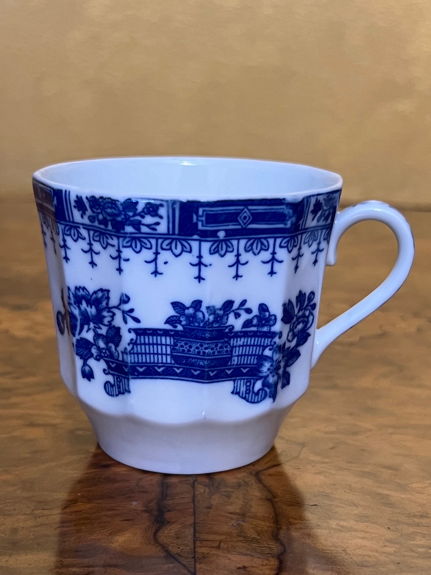 Vintage Blue & White Print Tea Cup & Saucer