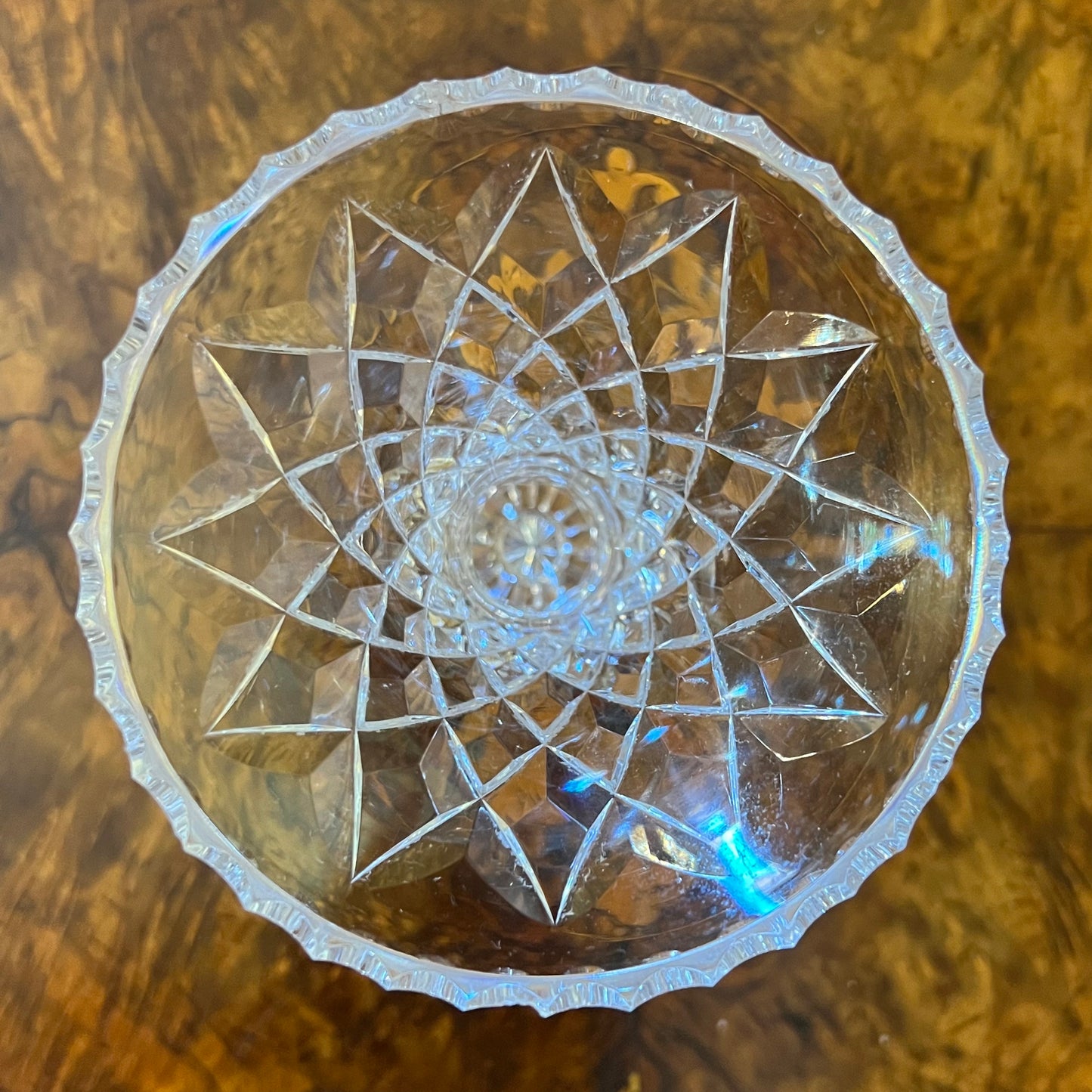 Vintage Crystal Small Diamond Cut Vase