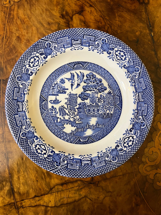 Antique Willow Blue White Print by Woods & Sons Plate