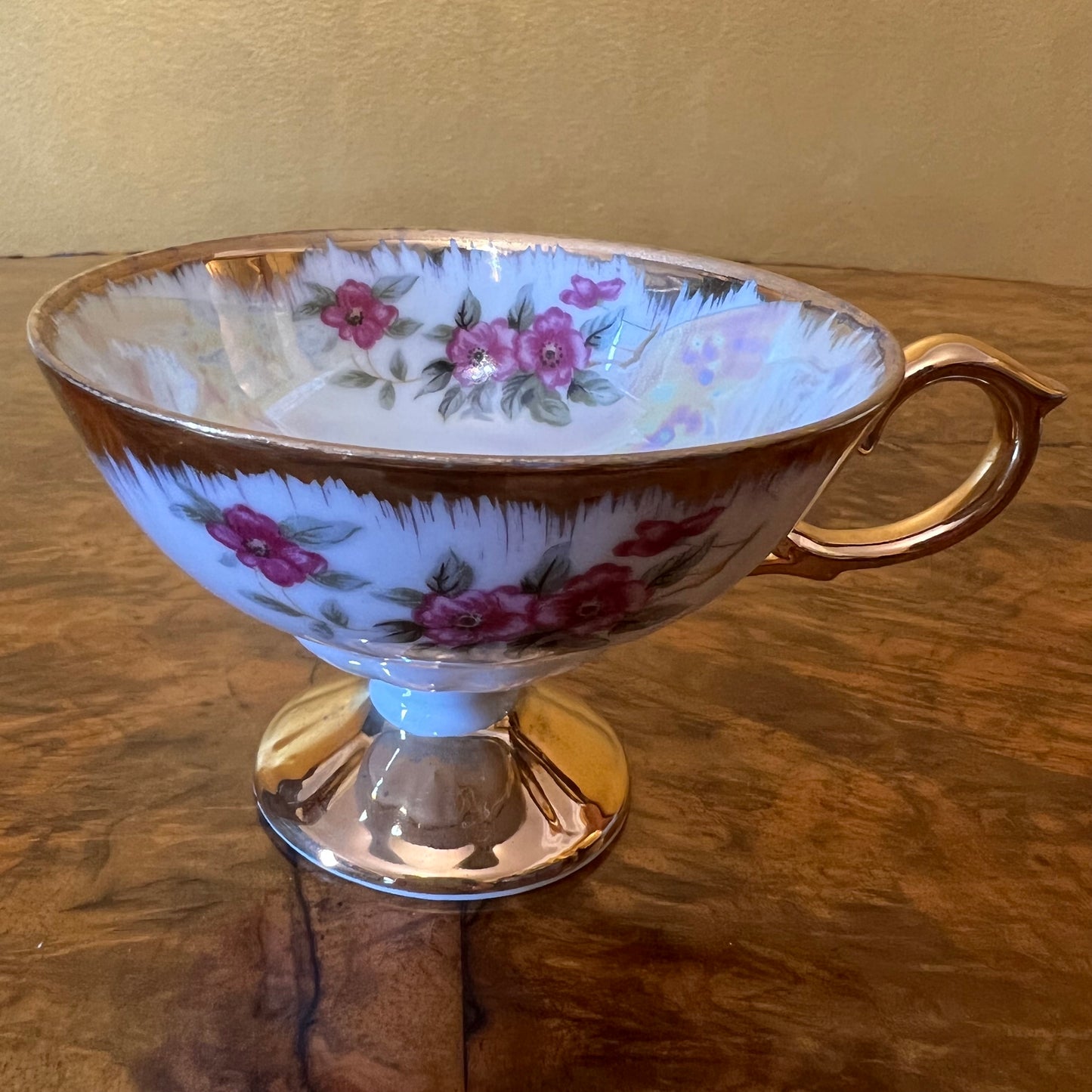 Vintage Lustre Ware Hand Painted Tea Cup & Saucer